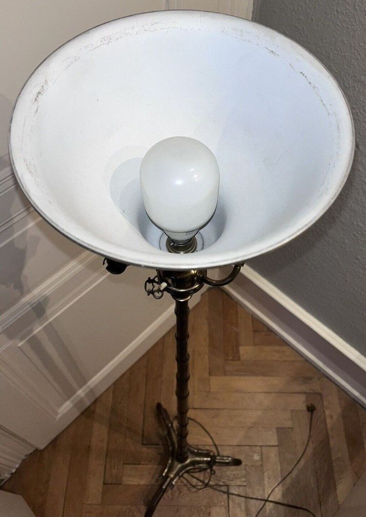 Maison BAGUES Brass And Bronze Tripod Floor Lamp With Bamboo Decoration