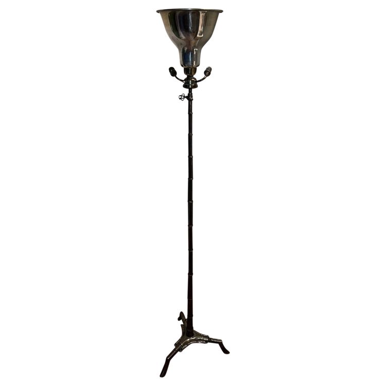 Maison BAGUES Brass And Bronze Tripod Floor Lamp With Bamboo Decoration