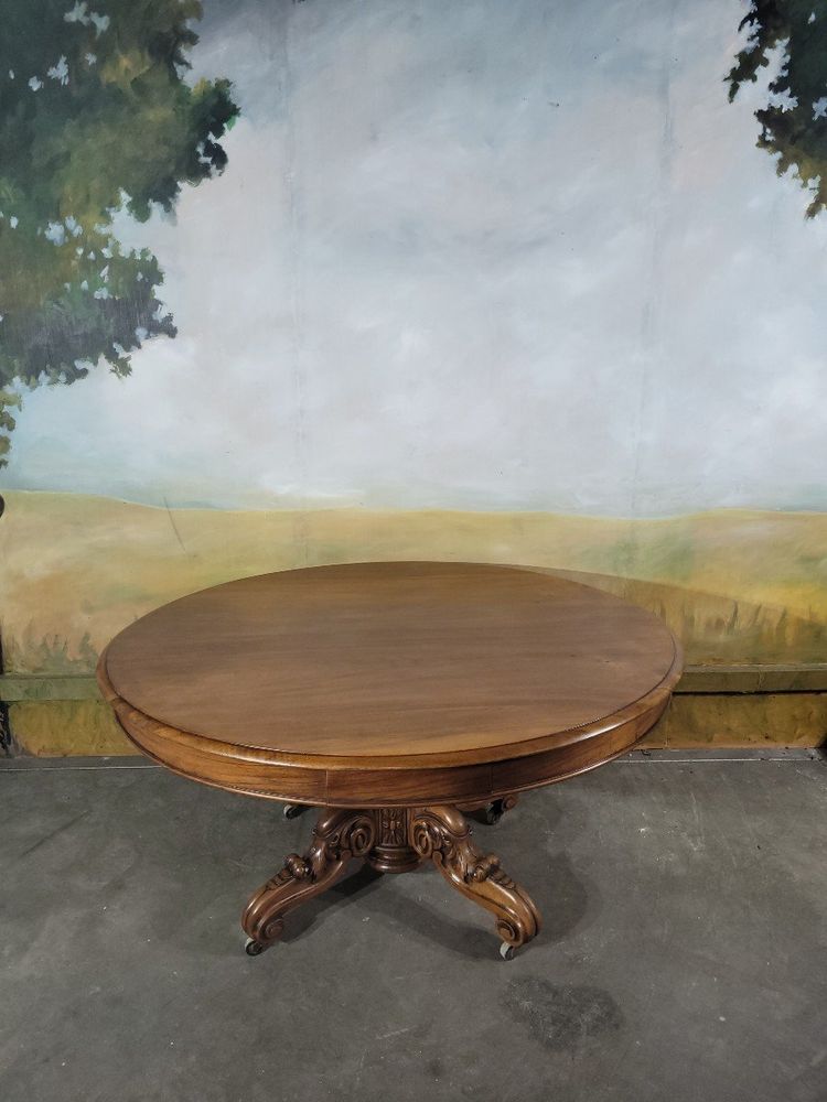 Table Ovale, Guéridon à Tiroirs En Noyer