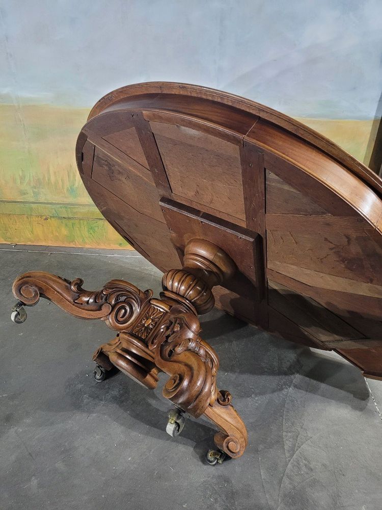 Table Ovale, Guéridon à Tiroirs En Noyer