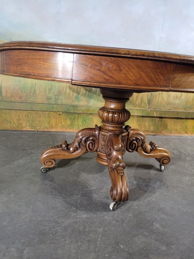 Table Ovale, Guéridon à Tiroirs En Noyer