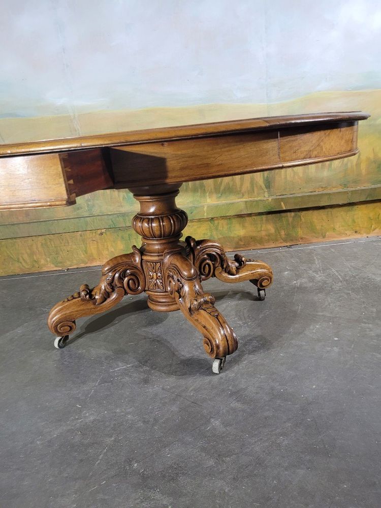 Table Ovale, Guéridon à Tiroirs En Noyer
