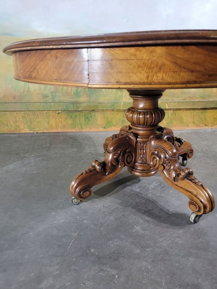 Table Ovale, Guéridon à Tiroirs En Noyer
