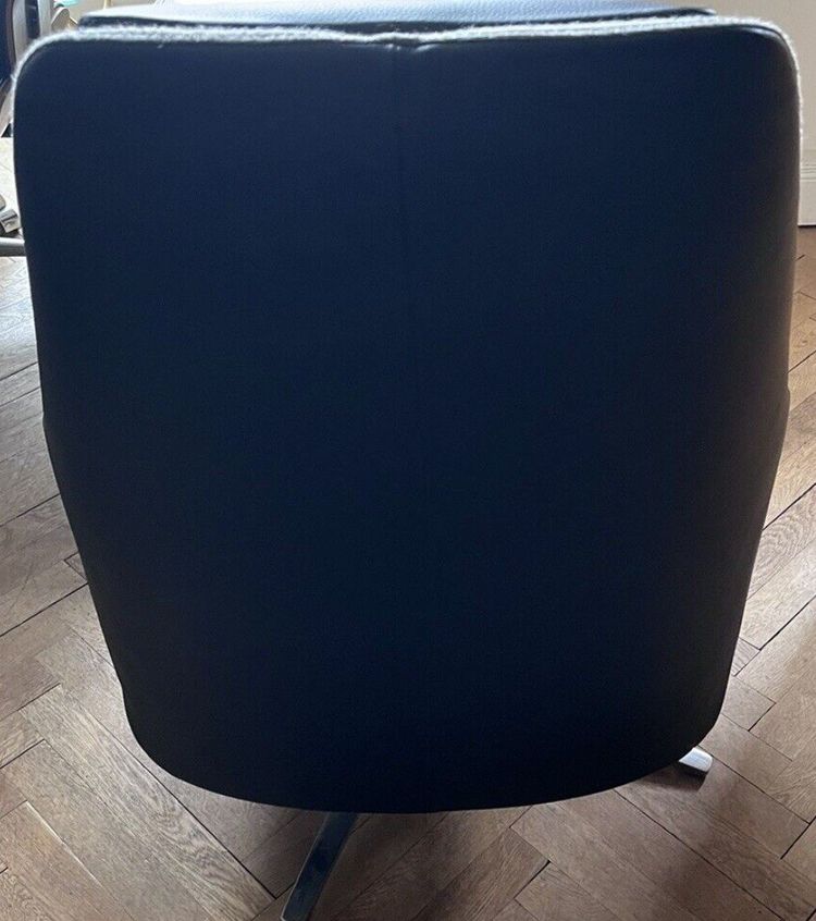 De SEDE & WERNER Christian Designer Fauteuil En Cuir Noir Et Tissu Gris Avec Repos Pieds
