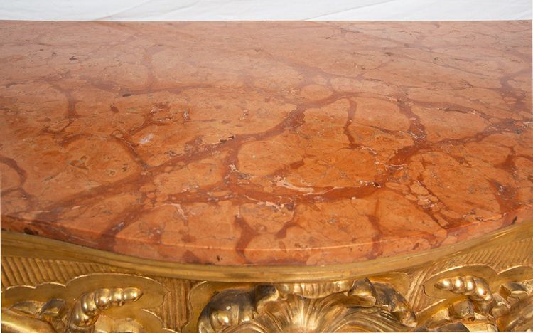 Antica consolle in legno dorato del XIX secolo.