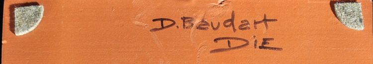 Ceramic signed Dominique Beaudart depicting a stylized solar face