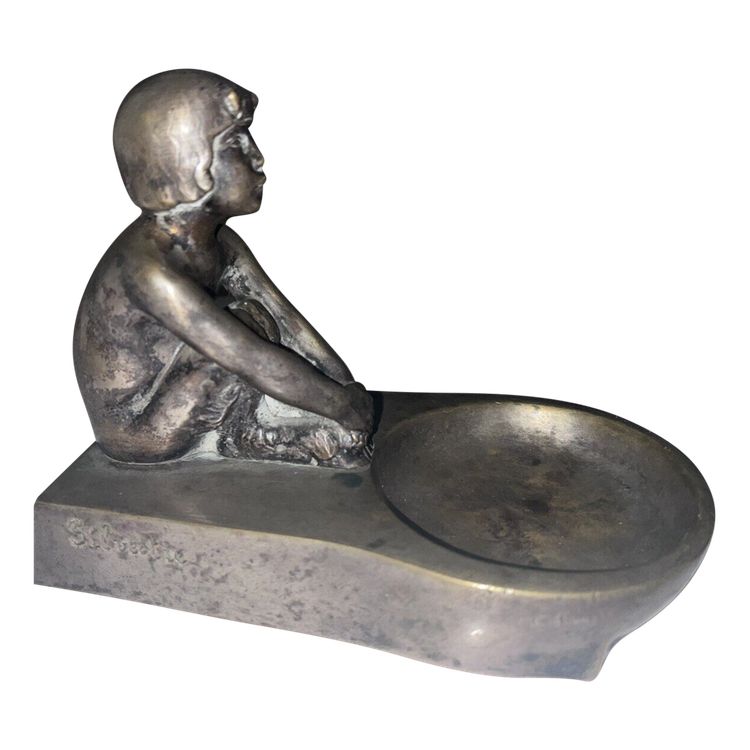 SILVESTRE Paul ( 1884-1976 ) & SUSSE Frères Vide Poches " Faune " In Bronze Signed
