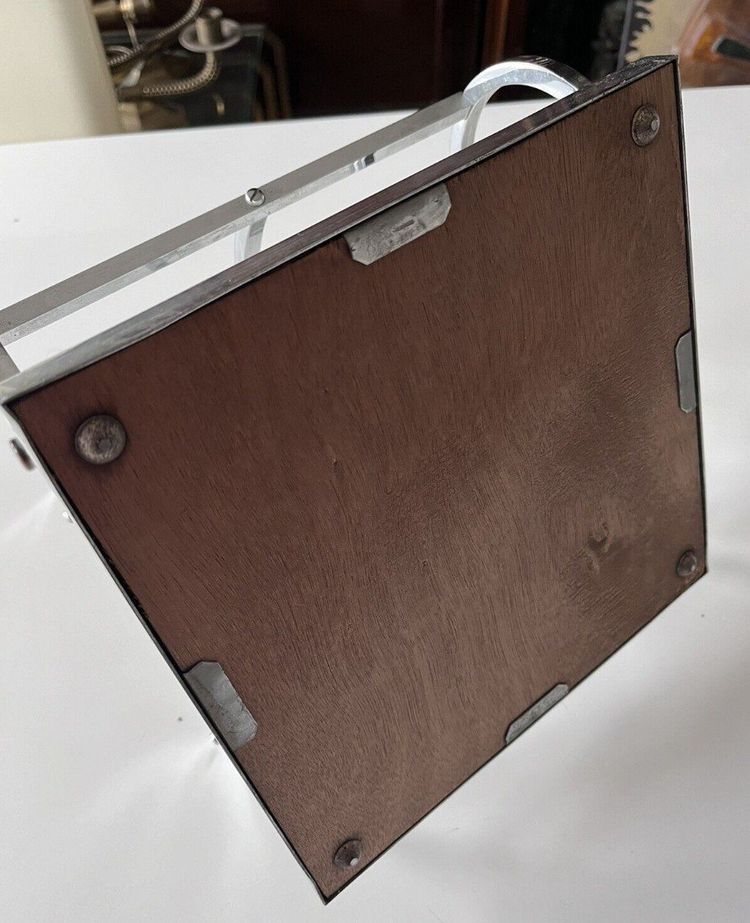 ADNET Jacques ( 1900-1984) Modernist Chromed Metal, Mirror and Rosewood Wine Rack