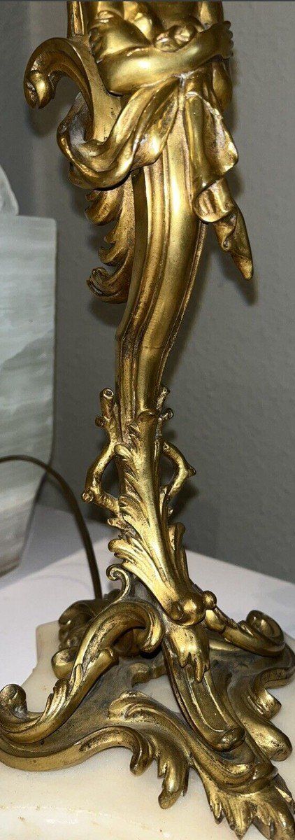 FERVILLE SUAN (1847-1925) Lampe En Bronze Doré Art Nouveau Signée