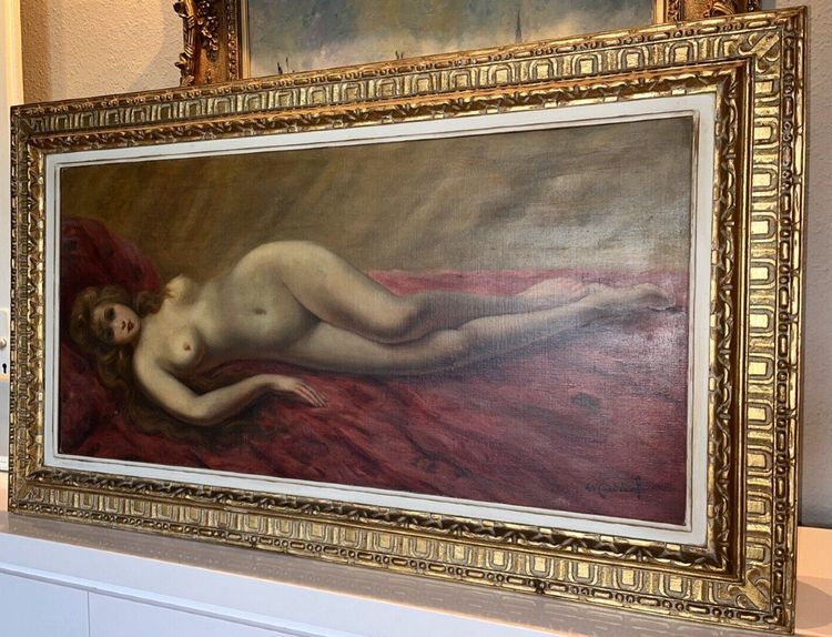 CARDINAL Emile Valentin (1883-1958) "Nu Allongé" Large Oil on Canvas Framed Signed