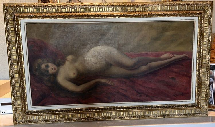 CARDINAL Emile Valentin (1883-1958) "Nu Allongé" Large Oil on Canvas Framed Signed