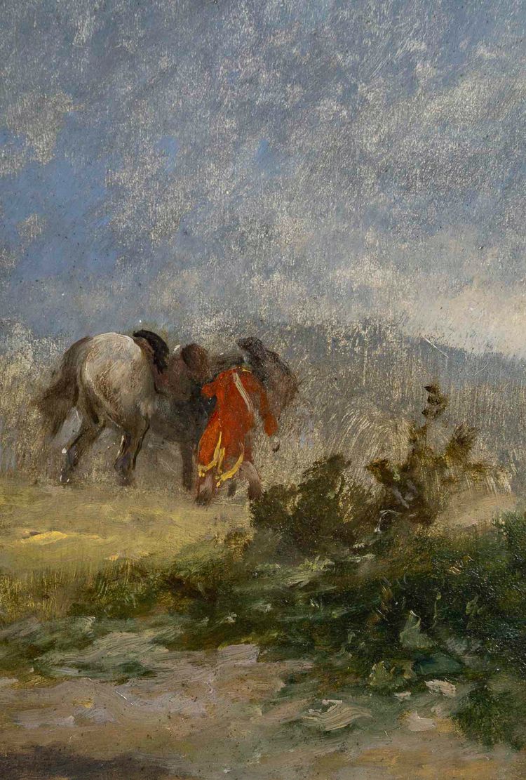 John Lewis Brown (1829-1890) Die Grisette, die Vivandière und die Reiter Öl auf Holz um 1856