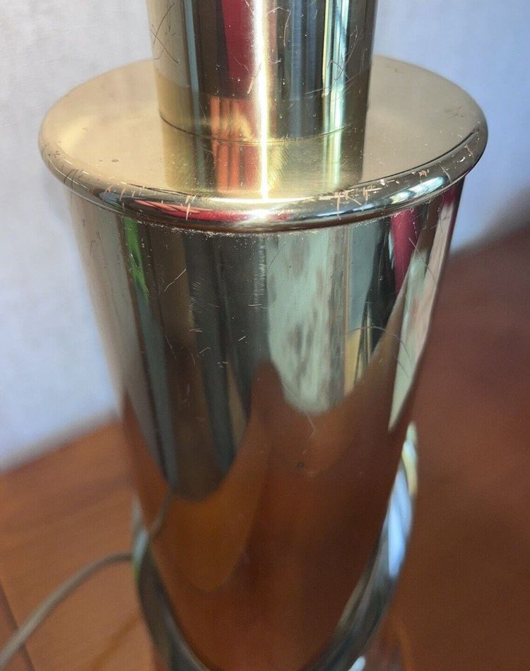 FRIGERIO Luciano Circa 1970 Grande lampada da salotto in ottone dorato H 60 cm
