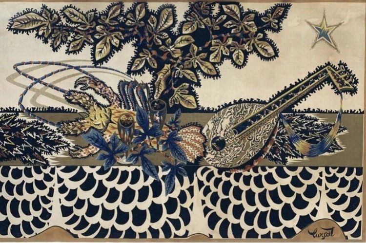 LURCAT Jean (1892-1966) Grande Impression Sur Toile " La Table " Montée Sur Support Bois