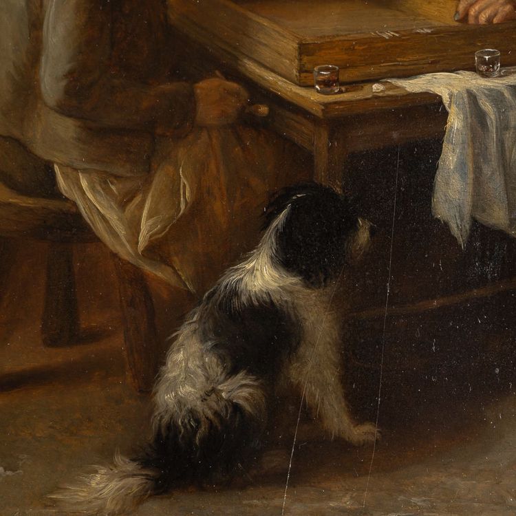 Zacharie Noterman (1820-1890) Les Joueurs de Dés et le Chien huile sur bois vers 1842