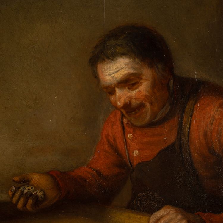 Zacharie Noterman (1820-1890) Les Joueurs de Dés et le Chien huile sur bois vers 1842