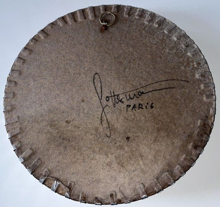 FITTERMAN Paris.   Round Silvered Metal Mirror Circa 1970 Diameter 45cm Signed
