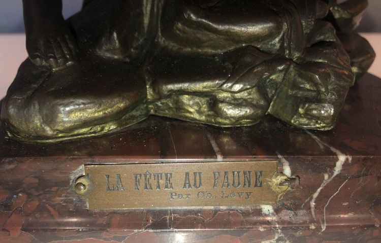 Van DE VOORDE & Charles LEVY (1820-1899) La Fête Du Faune Firmato.   H 46 Cm