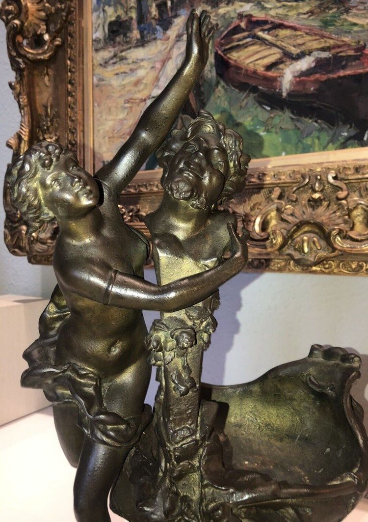 Van DE VOORDE & Charles LEVY (1820-1899) La Fête Du Faune Firmato.   H 46 Cm