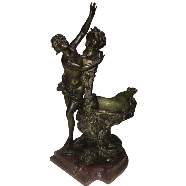 Van DE VOORDE & Charles LEVY (1820-1899) La Fête Du Faune Firmato.   H 46 Cm
