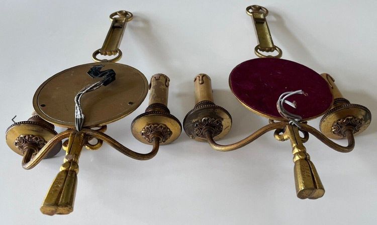 PETITOT Henri  (1914-1938)  Paire D’applique Miroirs Sorcière En Bronze Doré.  Signées