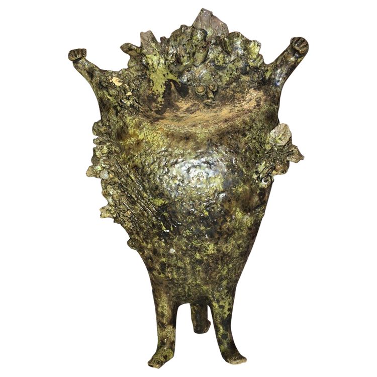 Simone CONRAD (nato nel 1919) Scultura Uomo-foglia in ceramica H 35 cm