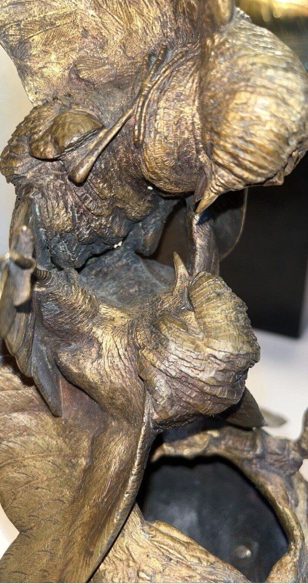 CAIN Auguste (1821-1894) Groupe En Bronze Doré " Combat d'Oiseaux" Signé