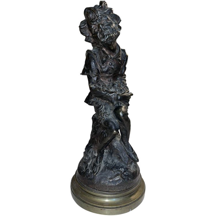 LE LIBON (XX) Statua di Quasimodo in bronzo firmata con doppia patina Altezza 33 cm