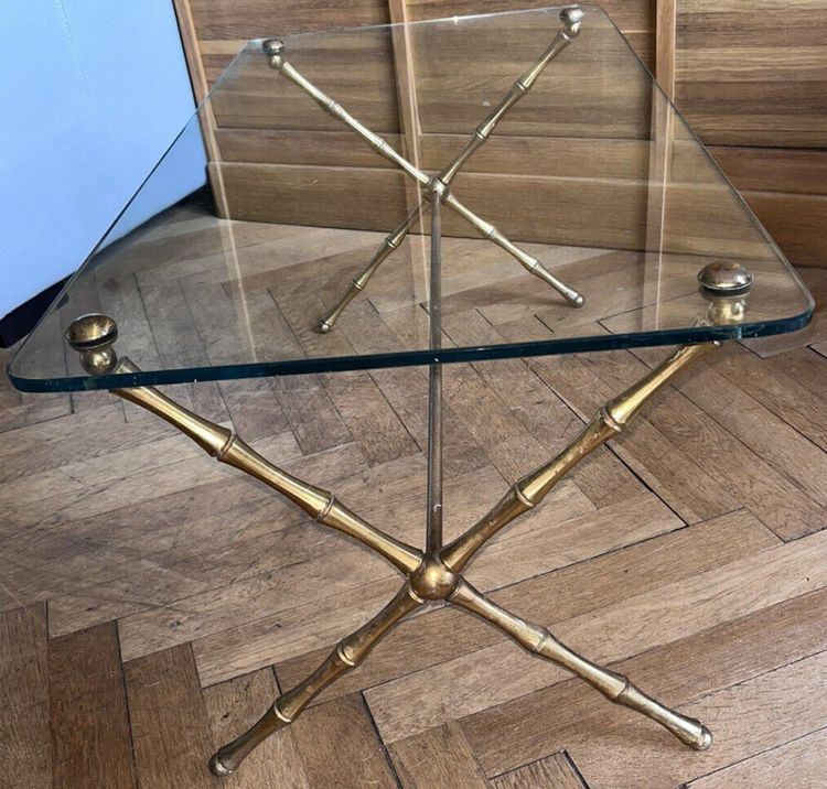 Maison BAGUES   Table Basse à Entretoise En Bronze Doré Figurant Des Bambous