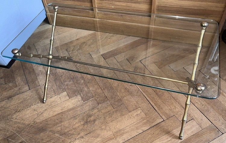 Maison BAGUES   Table Basse à Entretoise En Bronze Doré Figurant Des Bambous