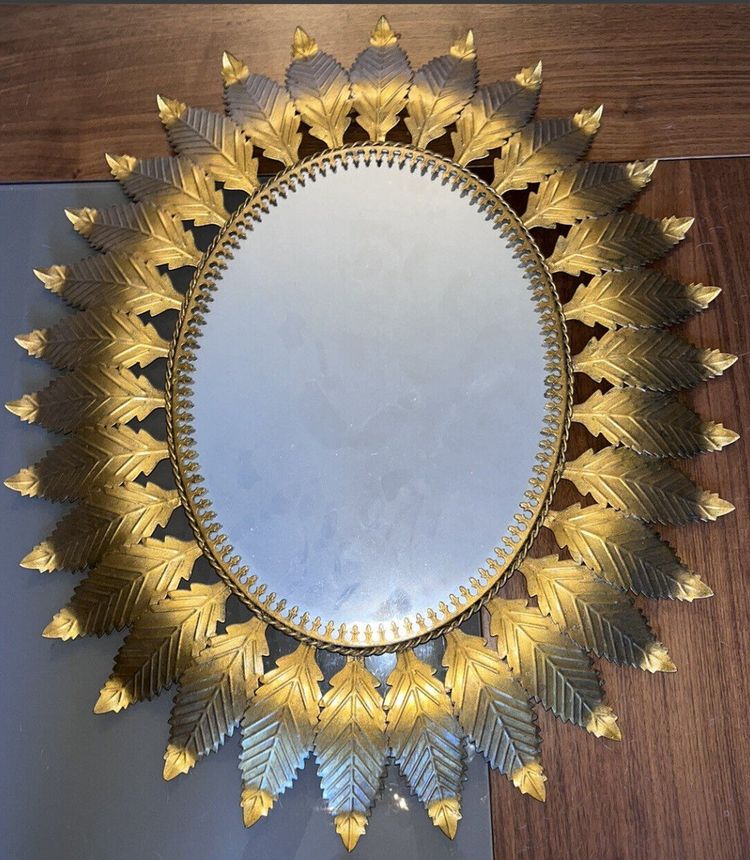Grand Miroir Soleil En Laiton Doré Dans Le Gout De la Maison CHATY