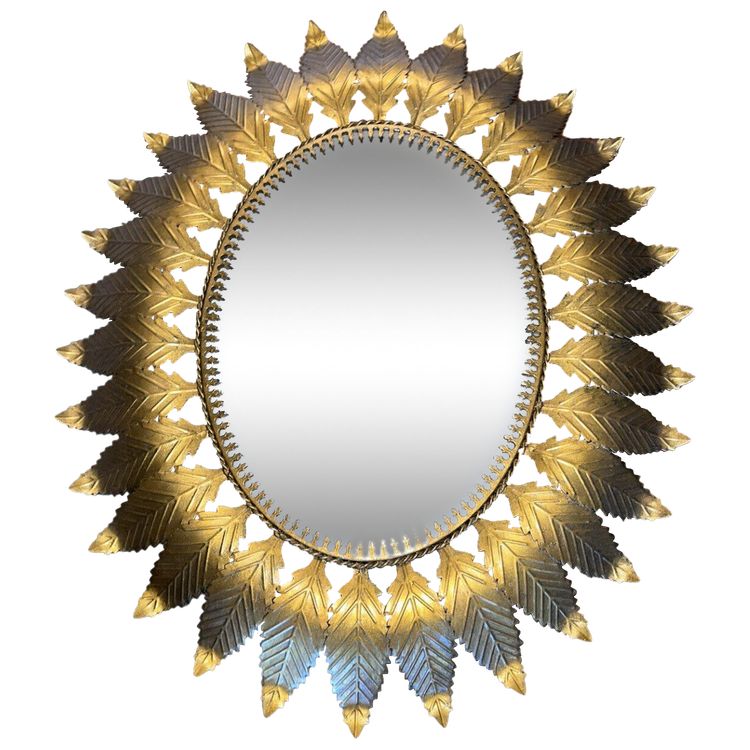 Grand Miroir Soleil En Laiton Doré Dans Le Gout De la Maison CHATY