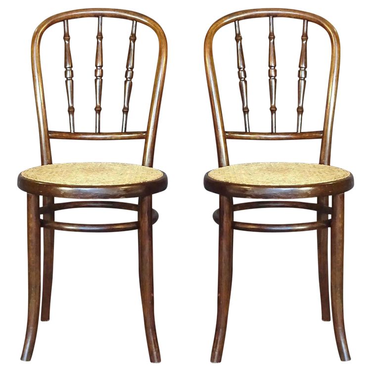 Set di 2 sedie Kohn bistrot cannées 1920 - in legno curvato - No Thonet