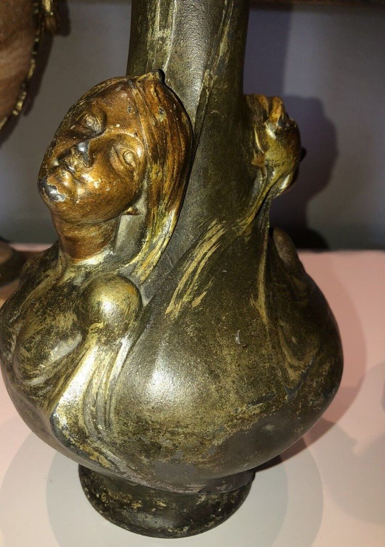 SIBEUD Hélène (1900) Important Pair Of Vases Signed 2 Faces (rare) Art Nouveau