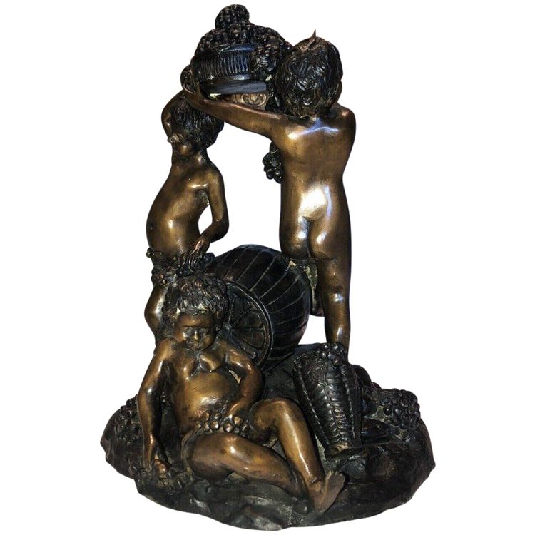 Groupe En Bronze à Double Patine à Décor d'Une Bacchanale Signé Ahs