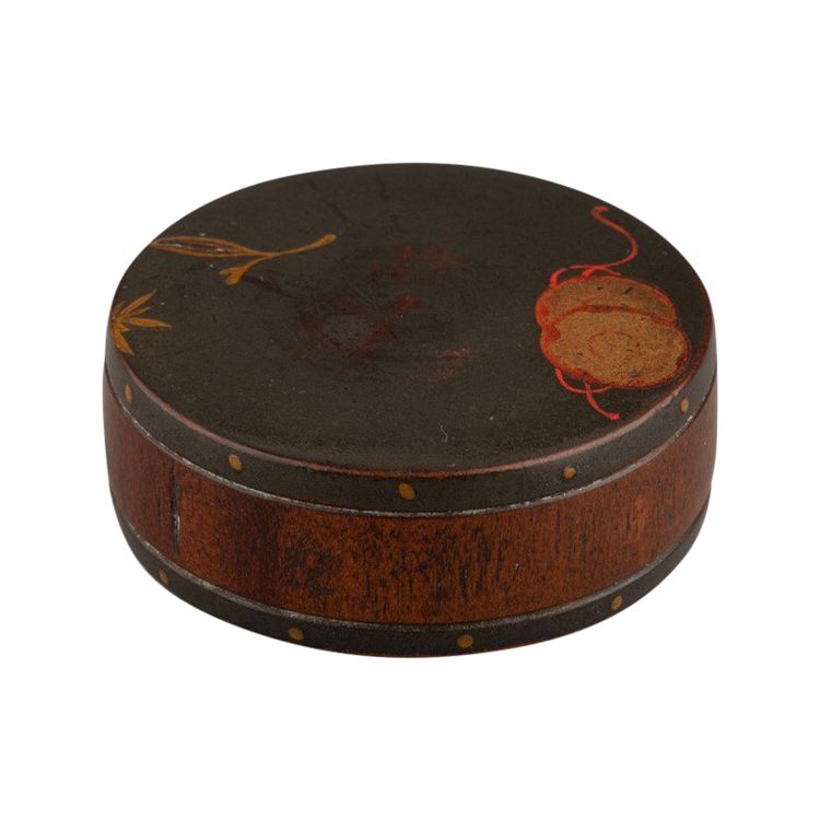 Netsuke - Japanese Urushi Wood and Lacquer Drum, Late Edo Japan, 19th Century
