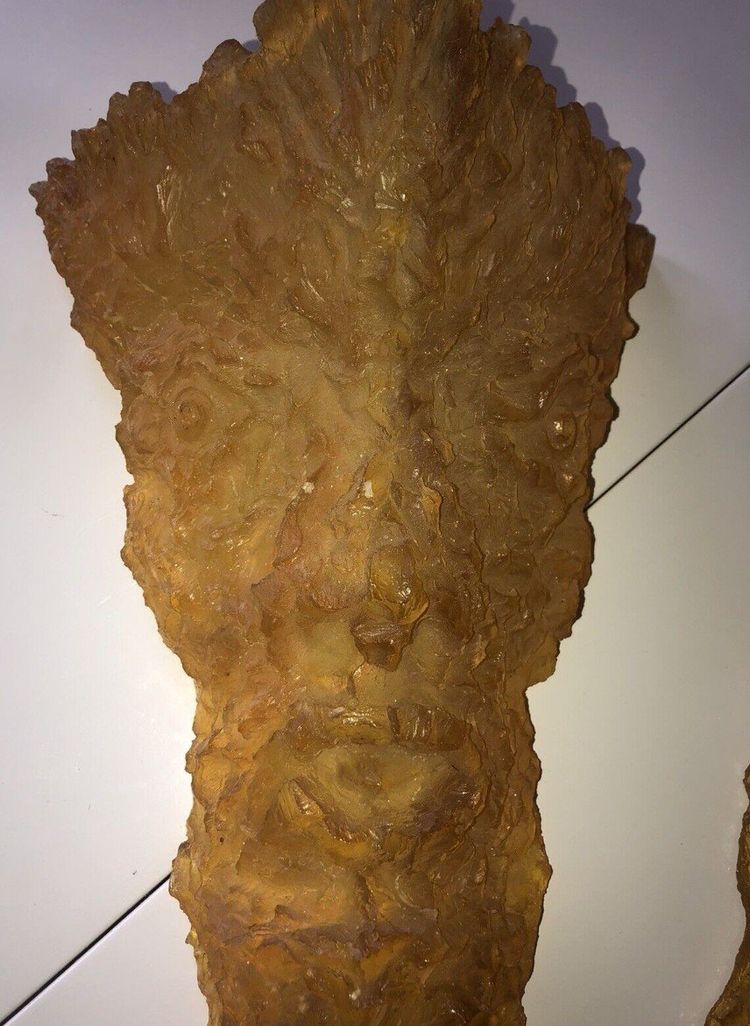 FROGIER. Large Resin Wall Lights Representing Faun Heads H60 Signed
