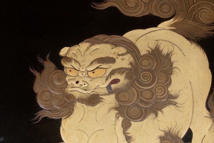 Suzuribako – Japanische Lackschreibmappe in Shishi, Edo, Meiji Japan