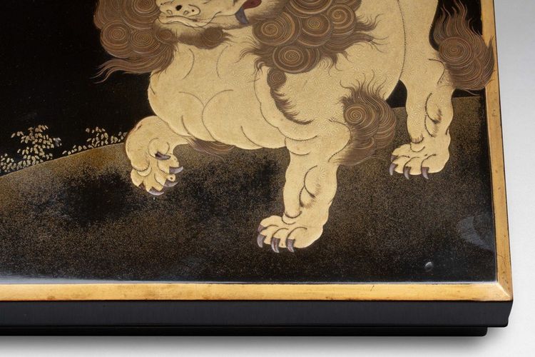 Suzuribako – Japanische Lackschreibmappe in Shishi, Edo, Meiji Japan