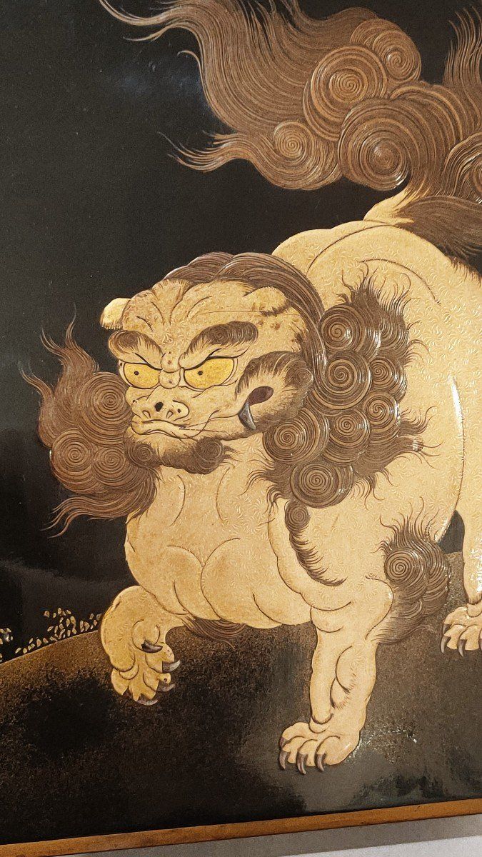 Suzuribako – Japanische Lackschreibmappe in Shishi, Edo, Meiji Japan