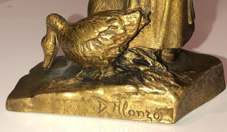 Dominique ALONZO, French school, Active from 1910 to 1930) La Gardeuse d'Oies (The Goosekeeper)
