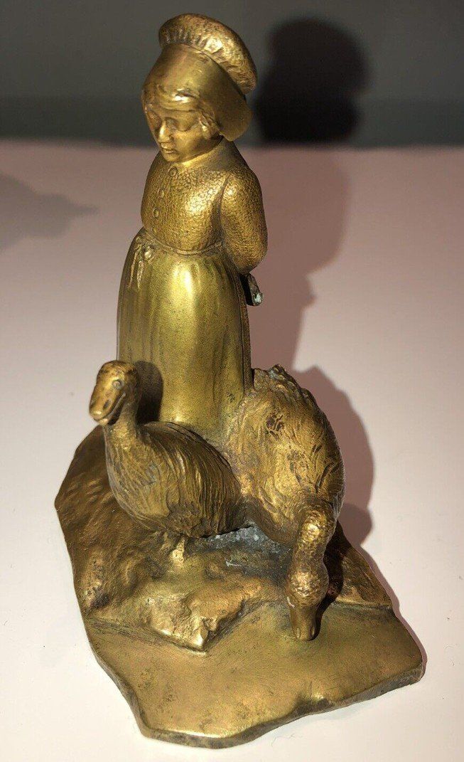 Dominique ALONZO, French school, Active from 1910 to 1930) La Gardeuse d'Oies (The Goosekeeper)