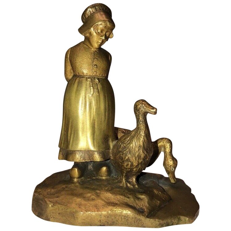 Dominique ALONZO, French school, Active from 1910 to 1930) La Gardeuse d'Oies (The Goosekeeper)