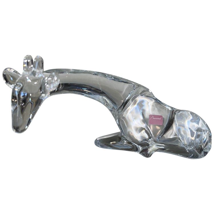 BACCARAT & LOET Stylised Crystal Giraffe Signed And Stamped Signed