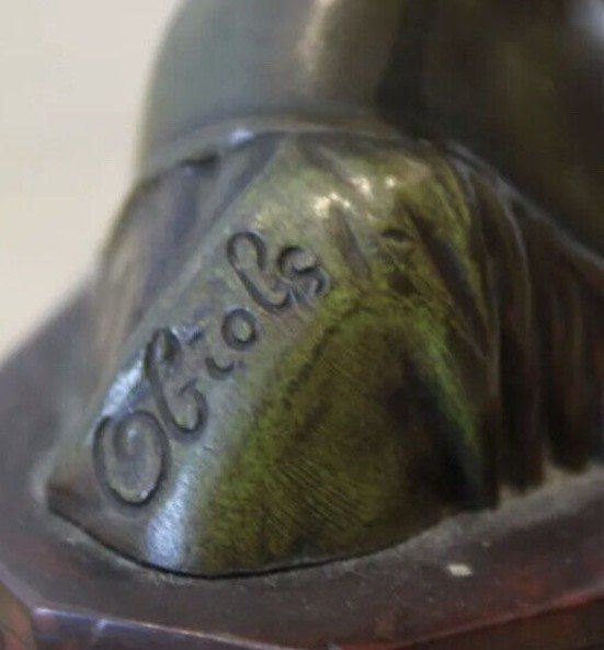 Gustavo OBIOLS Delgado (1858-1910) l'Alsacienne Bronze with Green Patina About 1900