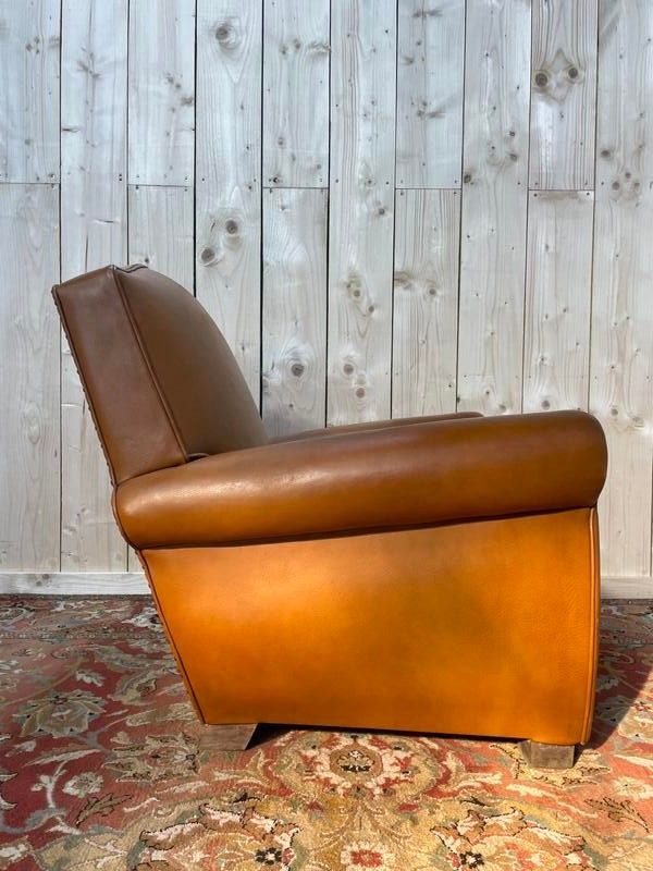Havana leather club armchair