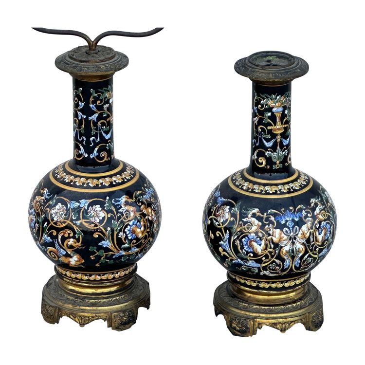 Paire de lampes en Gien