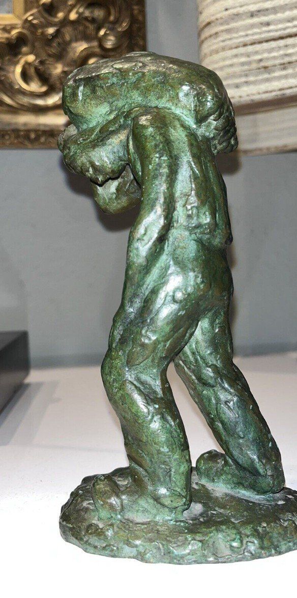 GUERO (XXth) Set Of 3 Bronze Sculptures with Green Patina Signed