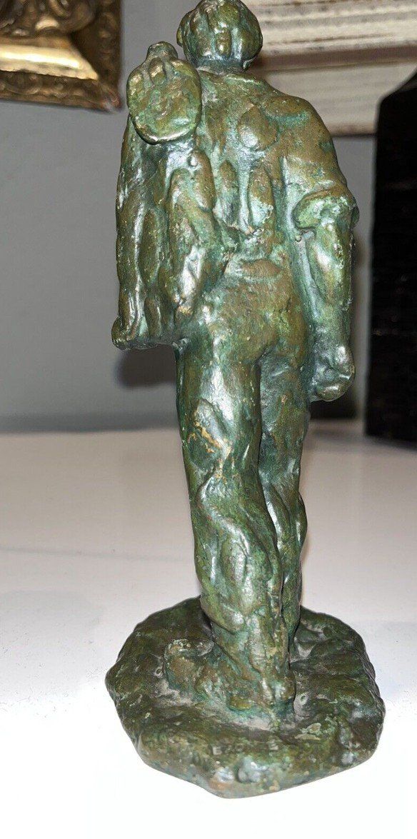 GUERO (XXth) Set Of 3 Bronze Sculptures with Green Patina Signed