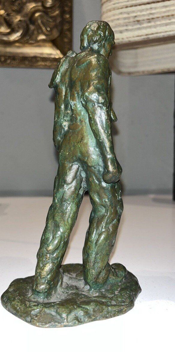 GUERO (XXth) Set Of 3 Bronze Sculptures with Green Patina Signed